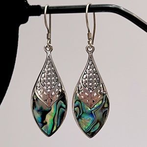 Abalone Shell Sterling Silver Dangle Earrings